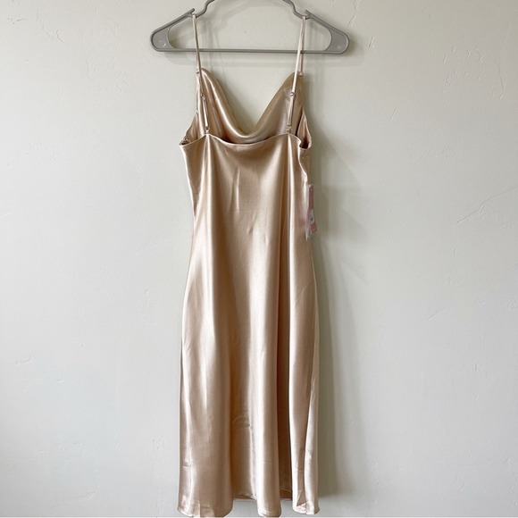 Birdy Grey Lisa Satin Shiny Gold Cowl Neck Midi Dress S NWT - Picture 10 of 10